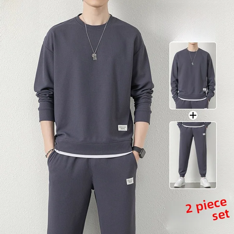 

Men's Sportswear Set Casual Hoodie Long Sve Long Pants Autumn Faionable Youth Polyester Fiber 00% Leisure Suit