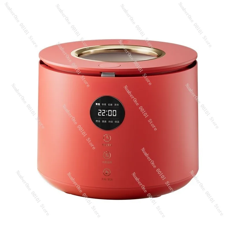 Smart rice cooker with rice-soup separation, 5L capacity, multi-function steaming and boiling, energy-efficient, durable, home