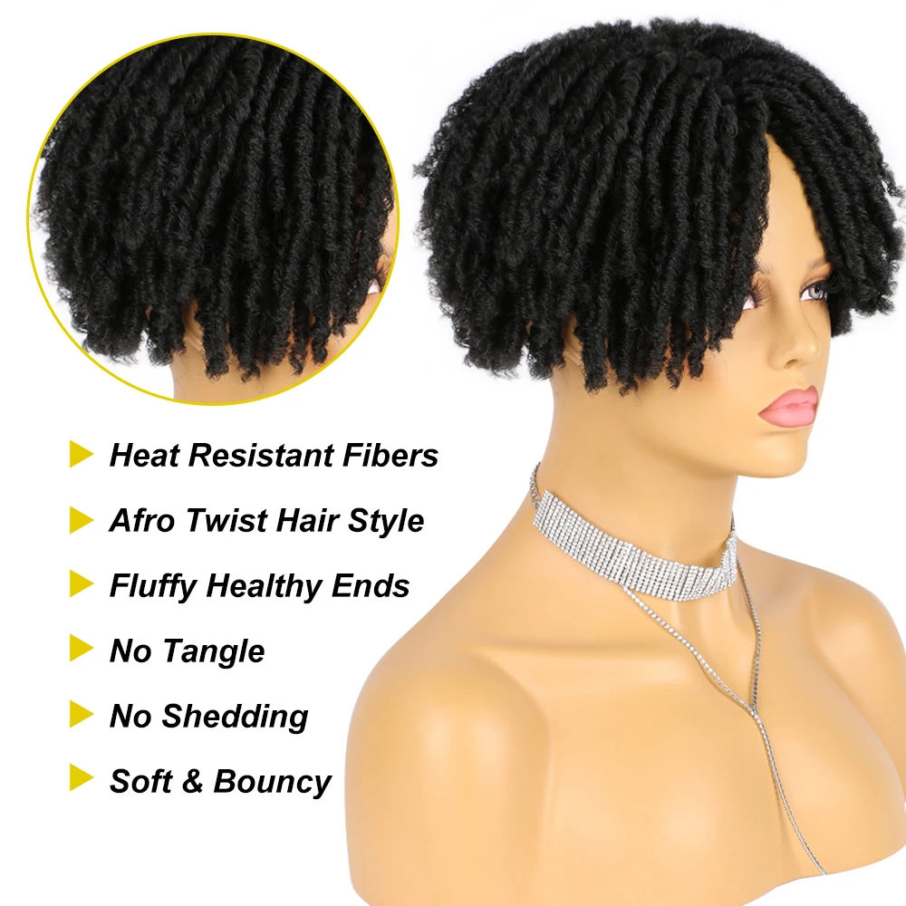 6 Inch Dreadlock Hair Topper Synthetic Locs Braided Half Wig Short Dreadlocs Hair Toupee Afro Wigs For Black Women and Men