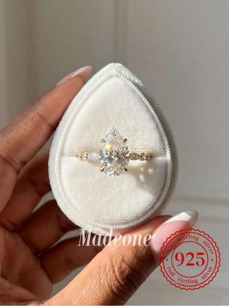 925 Sterling Silber Wassertropfenförmiger Zirkon-Ring für Frauen, Jahrestag, Hochzeitstag, hochwertiger edler Schmuck