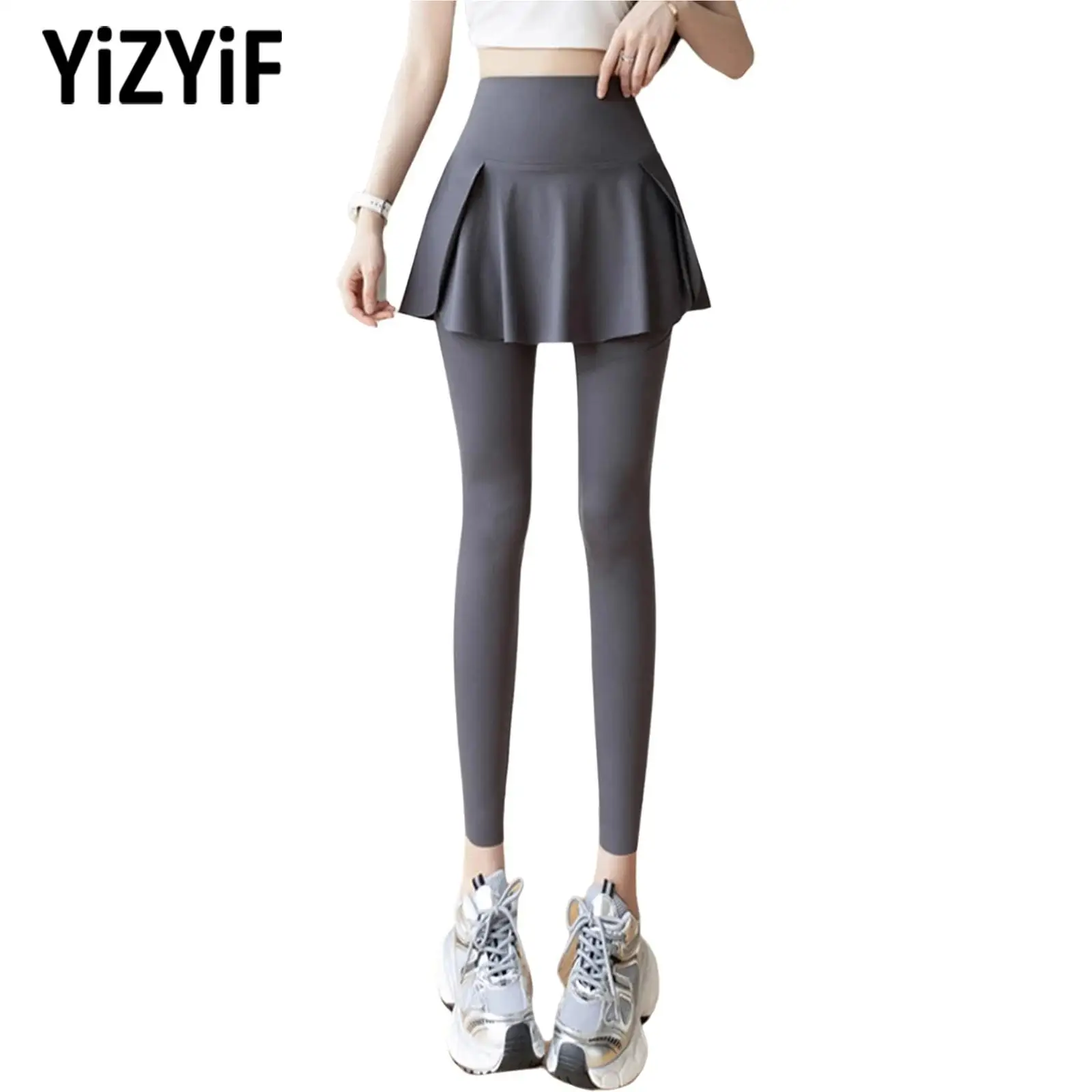 

Womens Tennis Golf Split Pantskirt Running Hiking Clothing High Waist Elastic Waist Athletic Skirted Leggings Yoga Sports Bottom