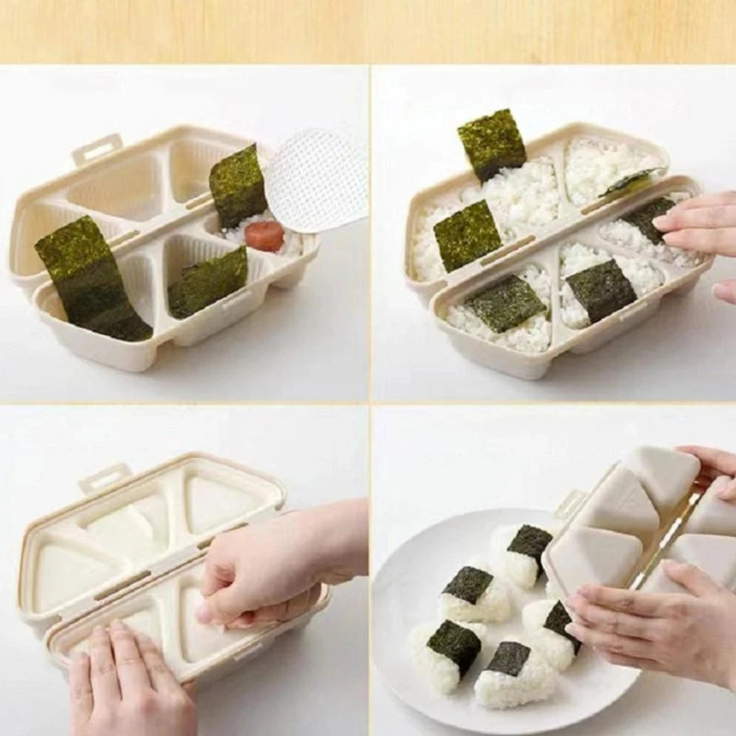 Triangle Sushi Mold and Rice Ball Maker Set - Reusable DIY Kitchen Accessories for Perfectly Shaped Creations Sushi train Musubi