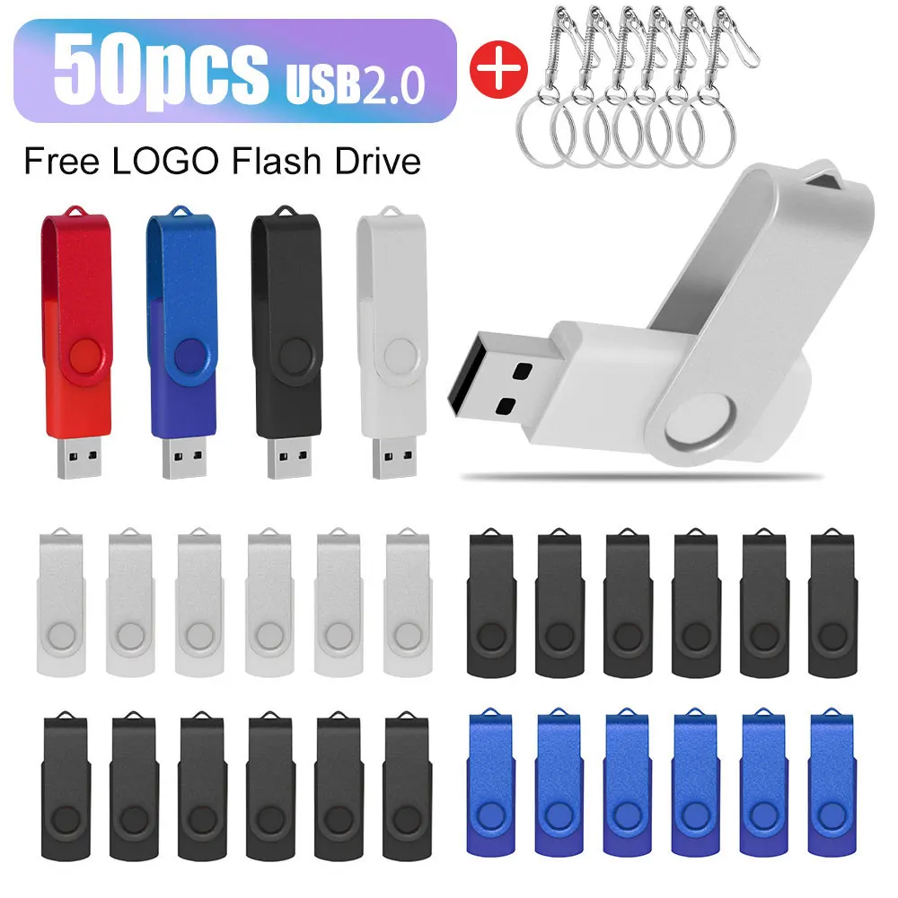 50pcs/lot Free Custom Logo 2.0 USB Flash Drive Usb 4GB 8GB 32GB 64GB Pendrive 2GB 1GB Photography Wendding Gift Memory Cle stick