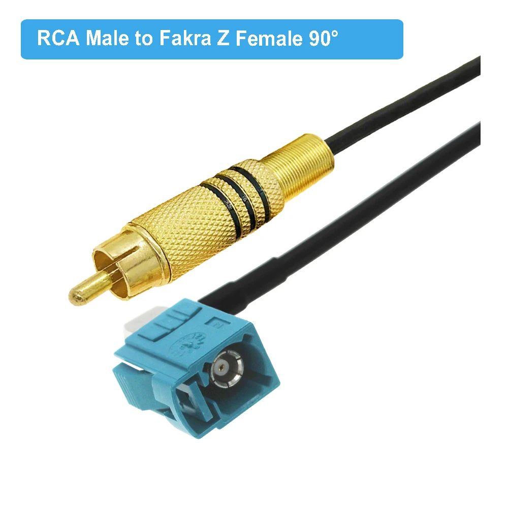 Fakra Z Female 90 Degree to RCA Male Connector Video Cable RG174 Pigtail Car Parking Reversing Rear View Camera Adapter Cable