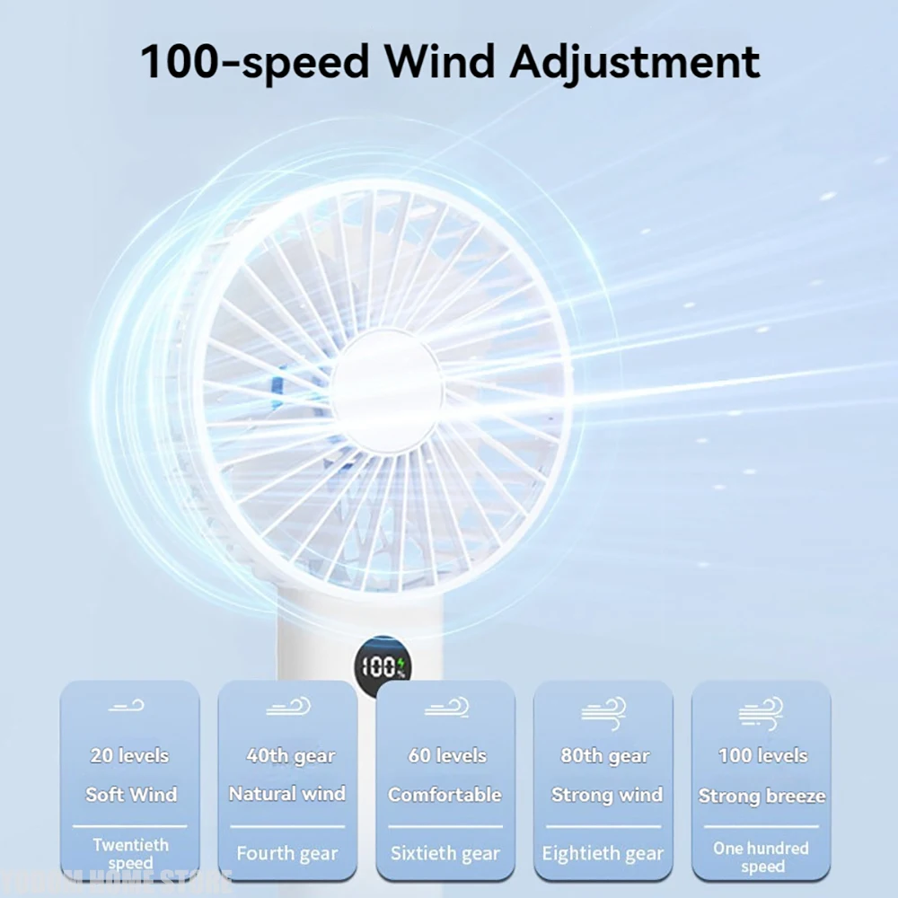 

Portable Fan with Light High Quality - New Brand 100 Gears 3600mAh 20h Hot Summer Use