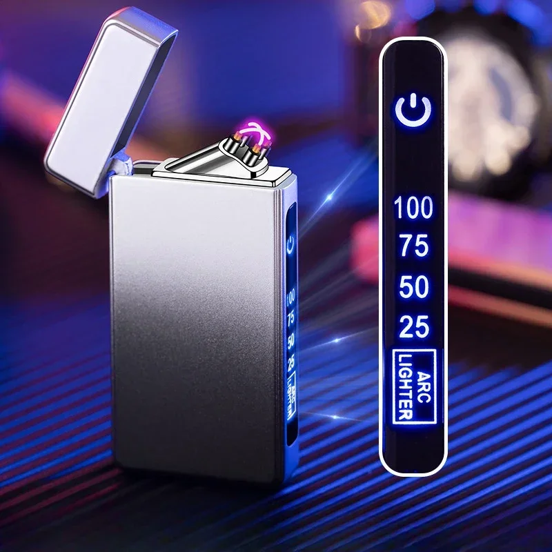 

2024 Hot-selling Metal Men's Arc Charging Digital Display Lighter Personalized Creative Windproof Electronic Cigarette Lighter