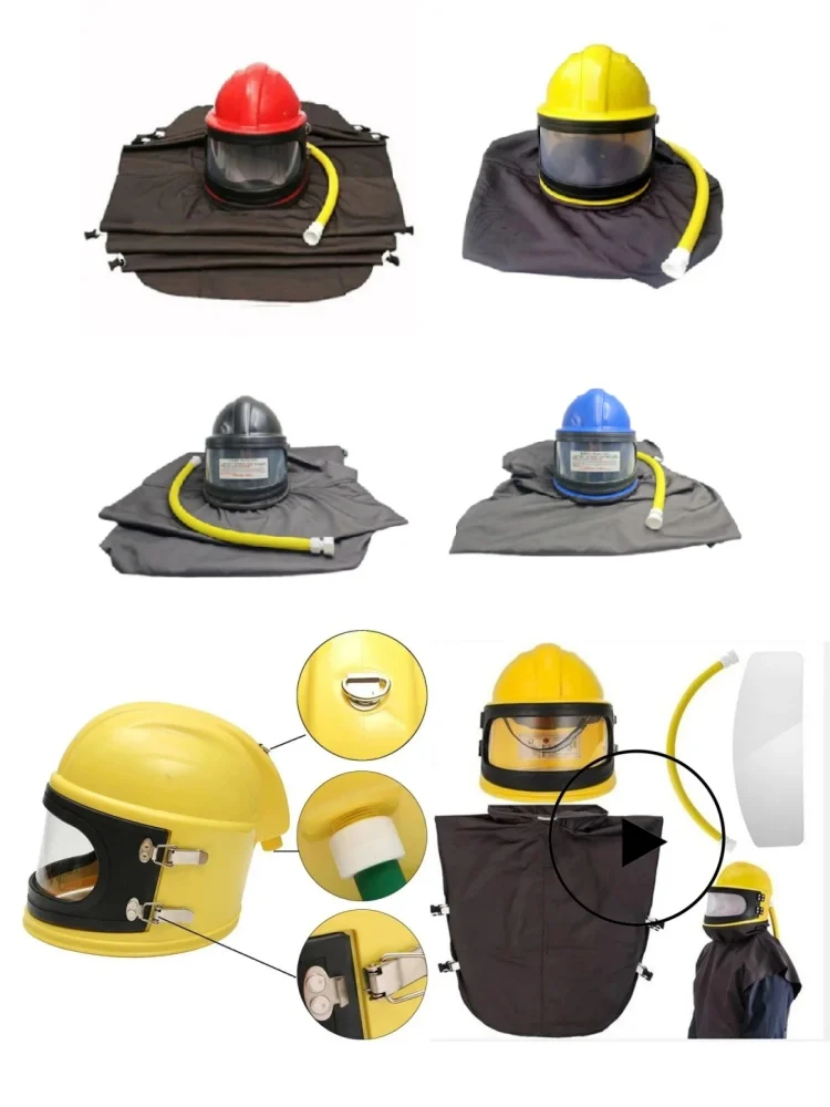 Protective sandblasting helmet, high-quality ABS dust mask, sandblasting protector with temperature adjustment device