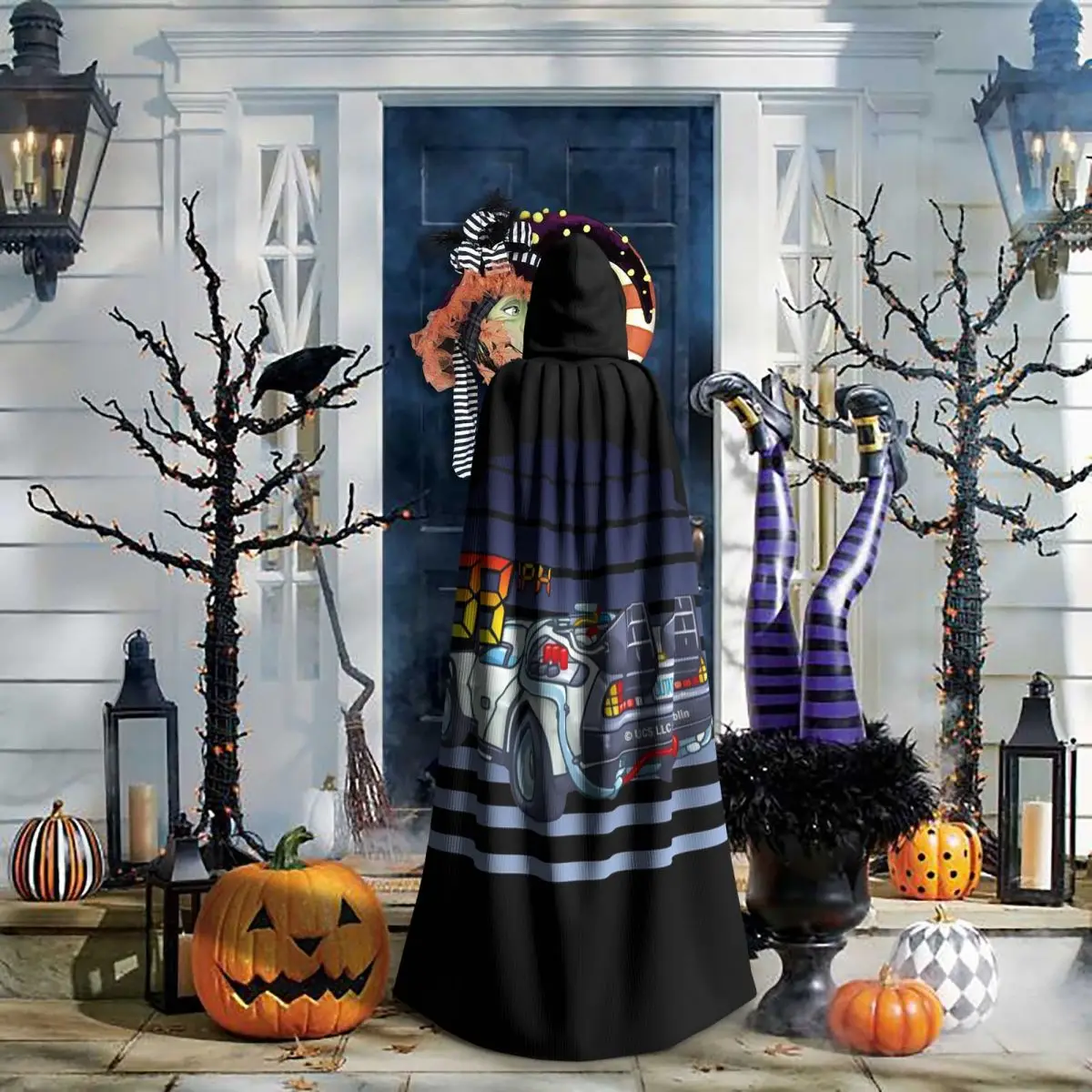 

DeLorean Back To The Future Long Hooded Cloak Witch Medieval Costume Cosplay Cape HalloweenParty Adult Unisex