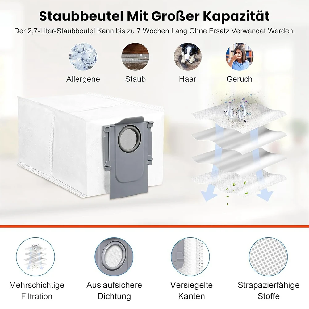A86I-Zubehör-Set für Roborock Saros 10R Roboter-Staubsauger, Hauptseitenbürste, Hepa-Filter, Mopptuch, Staubbeutel