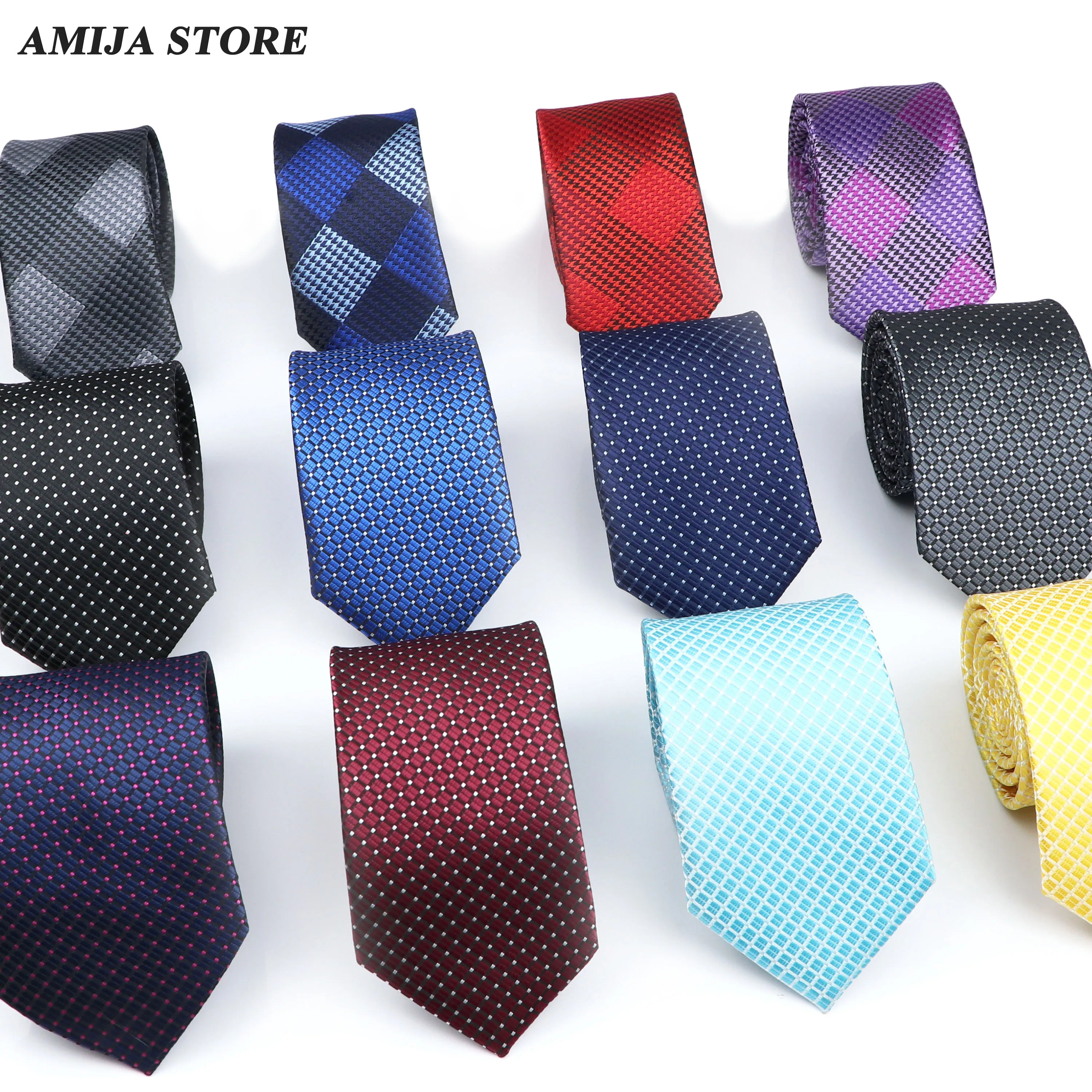 Gradient Plaid Mens Ties Woven Solid Color Stripe Skinny Jacquard Necktie Men Accessories Daily Wear Designer Cravat Wedding Gif