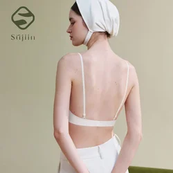 SUJIIN Sexy Backless Bras for Women Push Up Seamless Smooth Invisible Small Chest Female Bra Wireless Beauty Back Bralette MX265