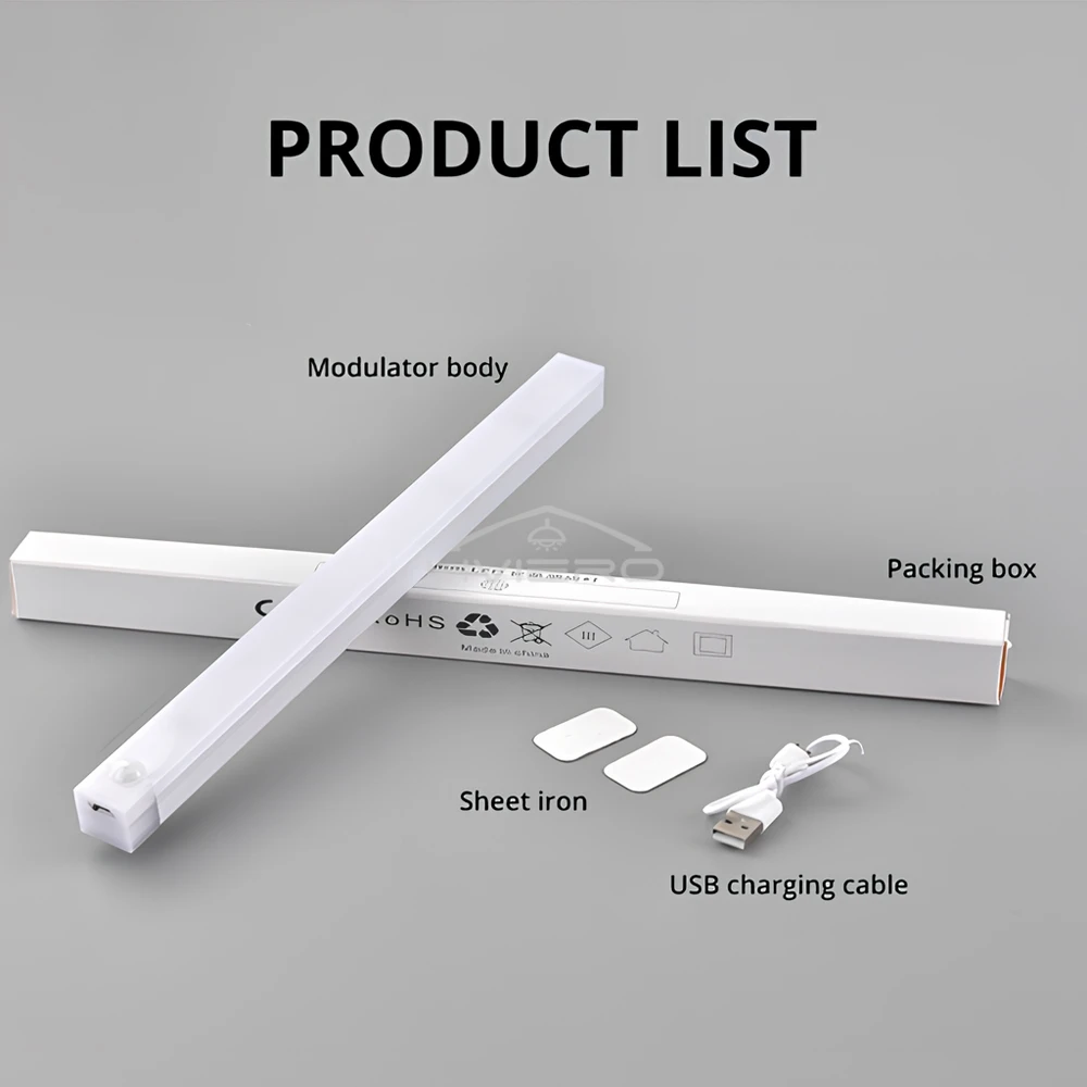 Luzes noturnas sem fio led sensor de movimento lâmpada usb recarregável magnética para guarda-roupa sala armário cozinha corredor tubo detector lâmpada