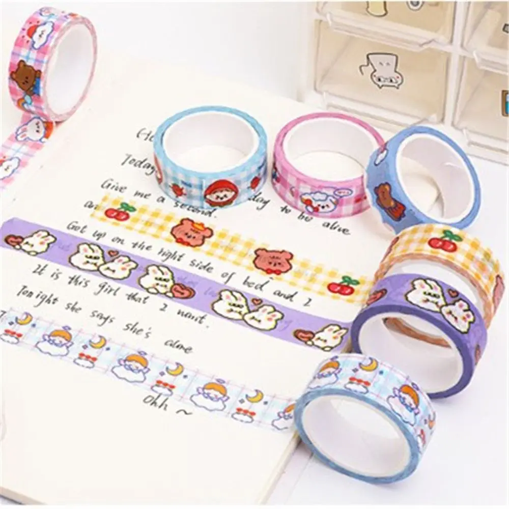 Office Adhesive Tape DIY Stationery Cartoon Bear Bunny Tape Stickers Decorative Diary Scrapbooking Supplies