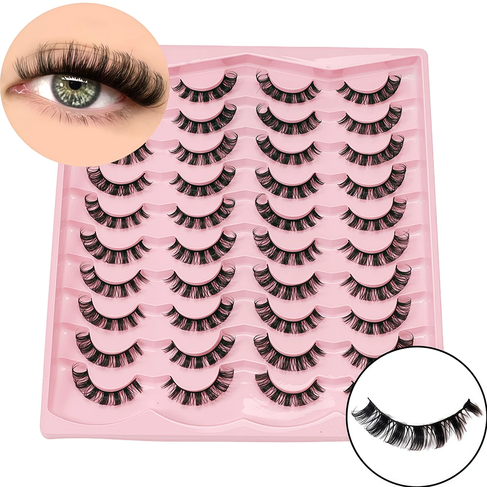 20 Paar hochleistungsfähige DD-Volumen europäische und amerikanische falsche Wimpern, Little Demon Manga Wimpern, Full Strip Hard Curlin