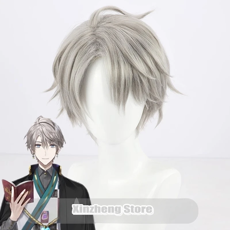 VTuber Kaida Haru Cosplay Wig NIJISANJI Youtuber Short Light Grey Side Part Straight Heat Resistant Hair