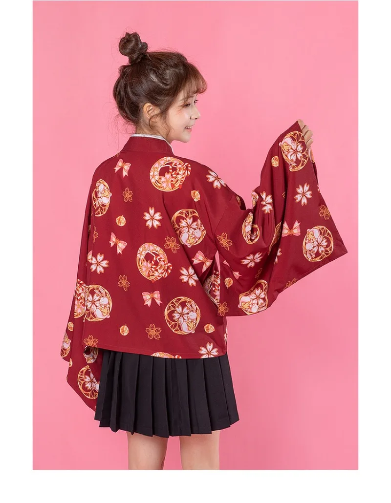 سترة هانفو يوكاتا المعدلة المستوحاة من الكلية على الطراز الياباني الحلو مع رداء كيمونو صيني قديم #5