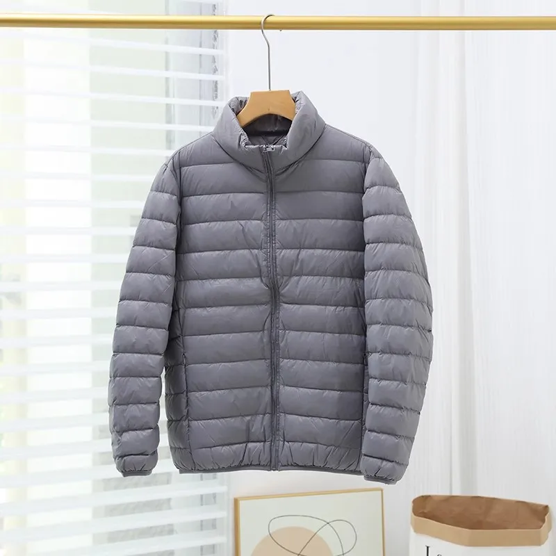 2024 Autumn Winter Men Stand Collar Down Coat Light Thin White Duck Down Jacket Male Short Bigsize Warm Puffer Parkas Outwears