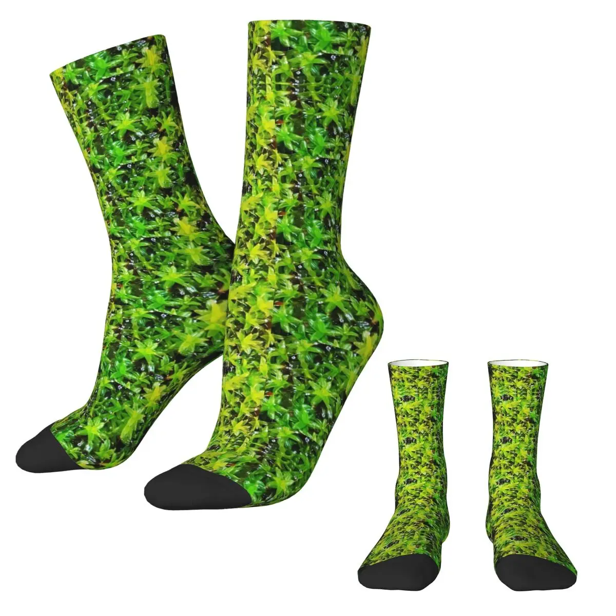 Green Moss Stockings Girls Green Leaves Print Socks Comfortable Casual Socks Winter Outdoor Sports Non Slip Printed Socks Gift