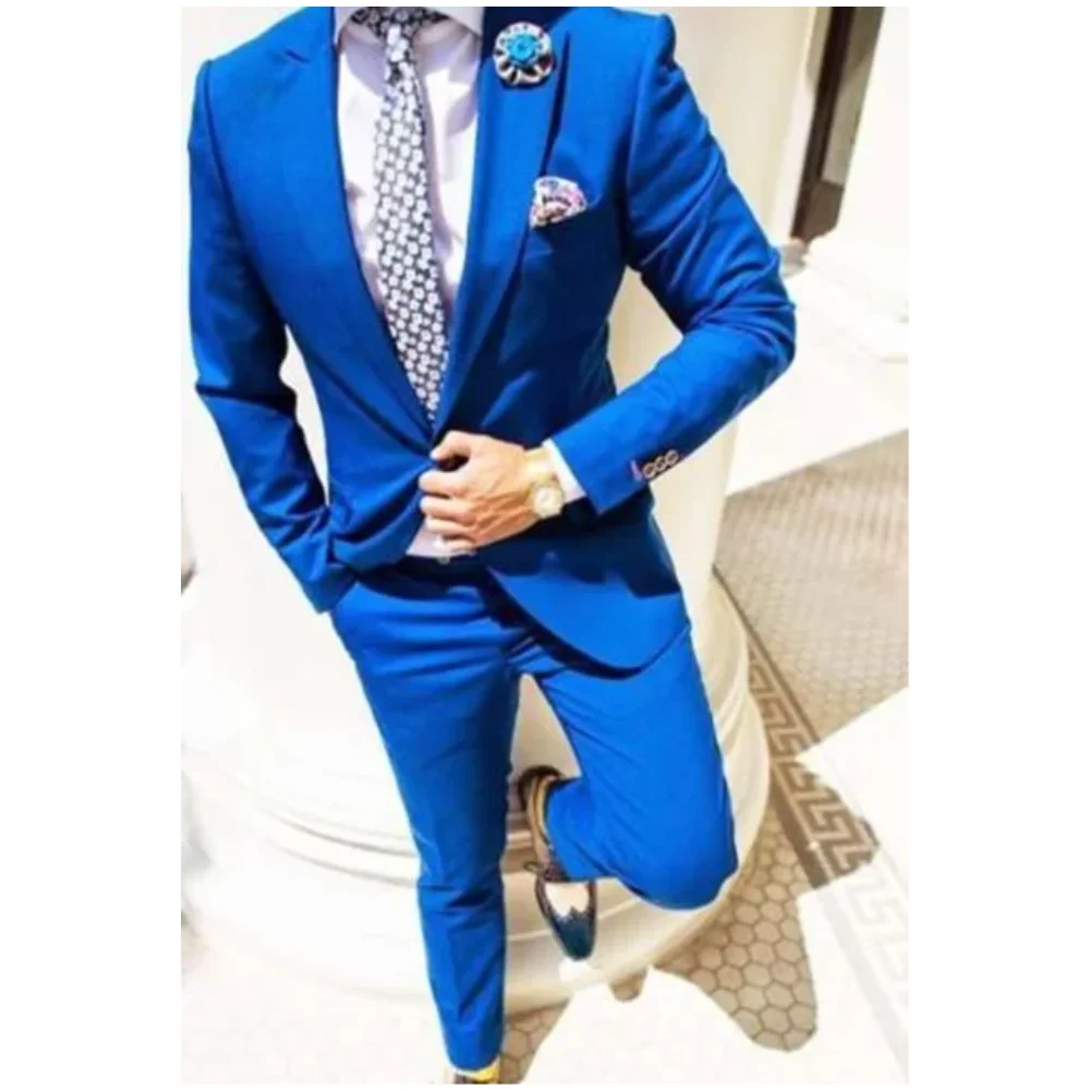 

Latest Royal Blue Men's Suits 2 Pieces Custom Made Wedding Custom Groom Tuxedos Groomsman Party Suit For Man Jacket+Pants