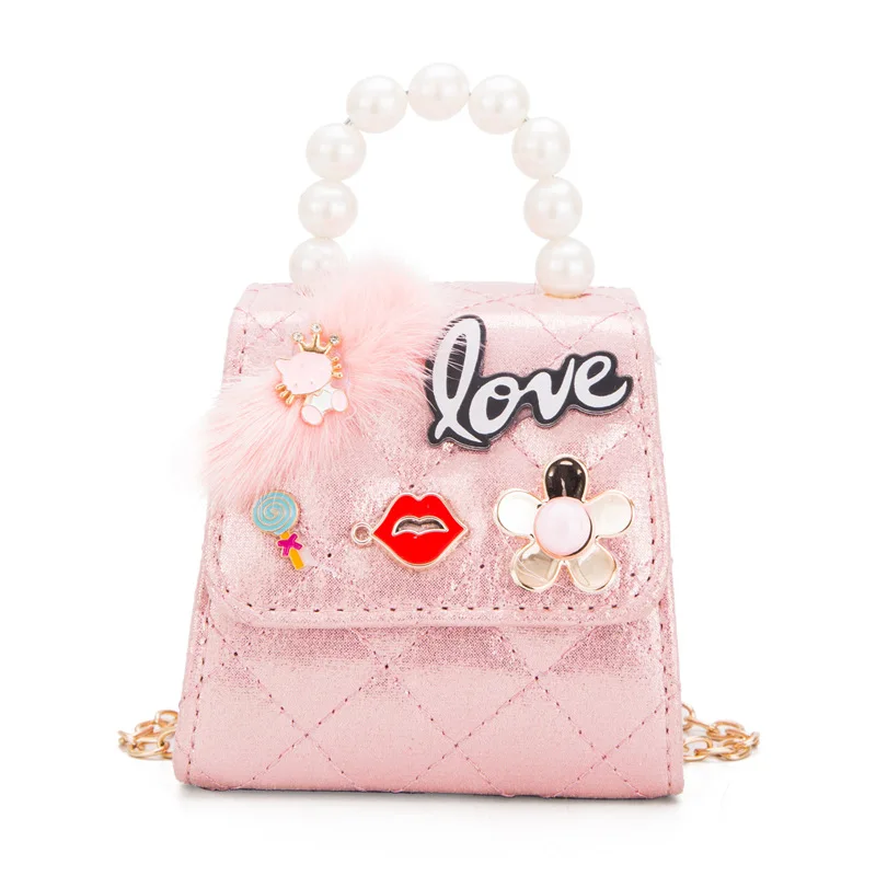 Bolsa infantil de boneca coelho, sacola diagonal pérola, elegante e na moda, fofa princesa, nova