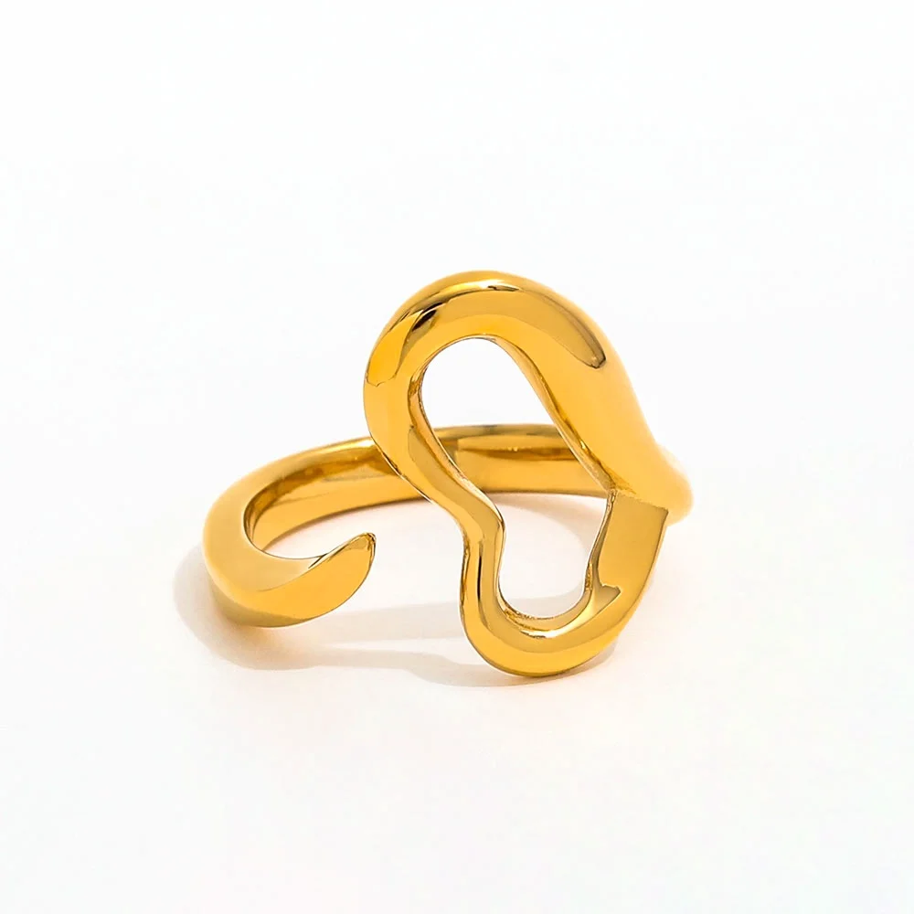 

Joolim Jewelry High End PVD Wholesale Waterproof&No Fade Fashion Simple Hollow Love Heart Stainless Steel Finger Ring for Women