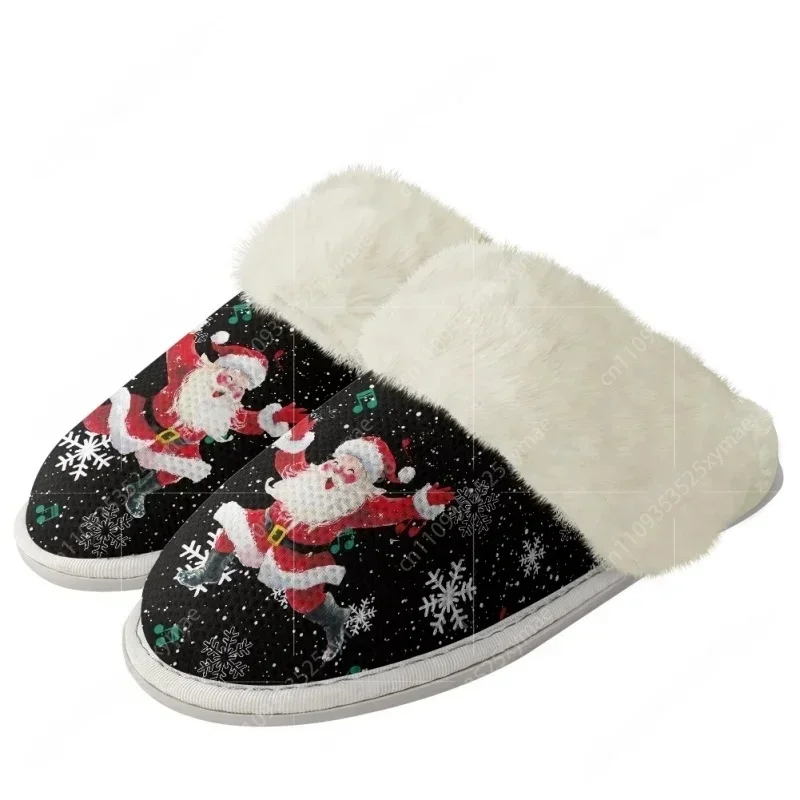 

New Arrivals Snow Lively Santa Claus Slippers Mens Womens Home Cotton Plush Bedroom Keep Warm Custom Thermal Lightweight Slipper