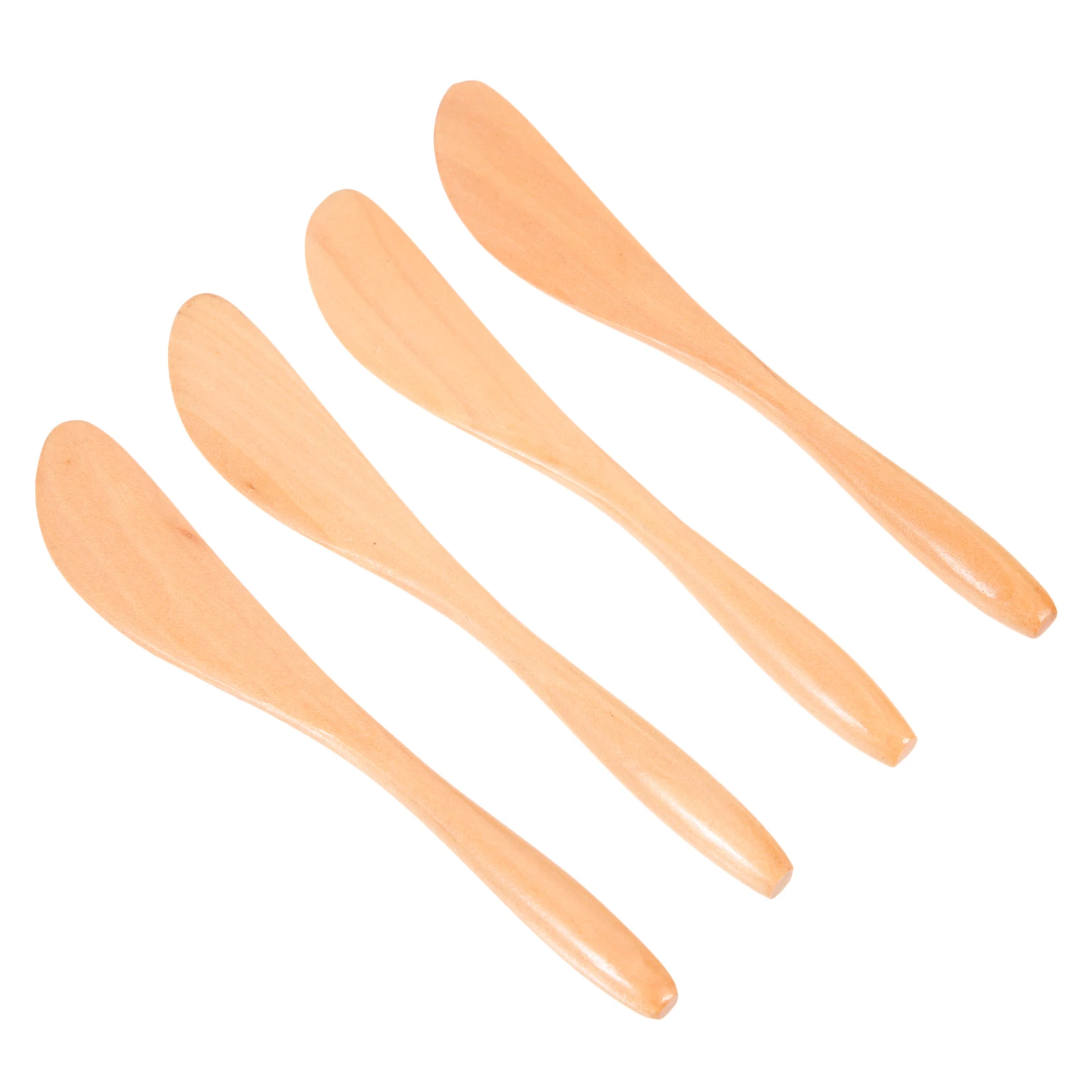 

4pcs Wooden Butter Knife Jam Spreader Smooth Surface Easy Clean Compact Size Comfortable Grip No Burrs Baking Tools Kitchen