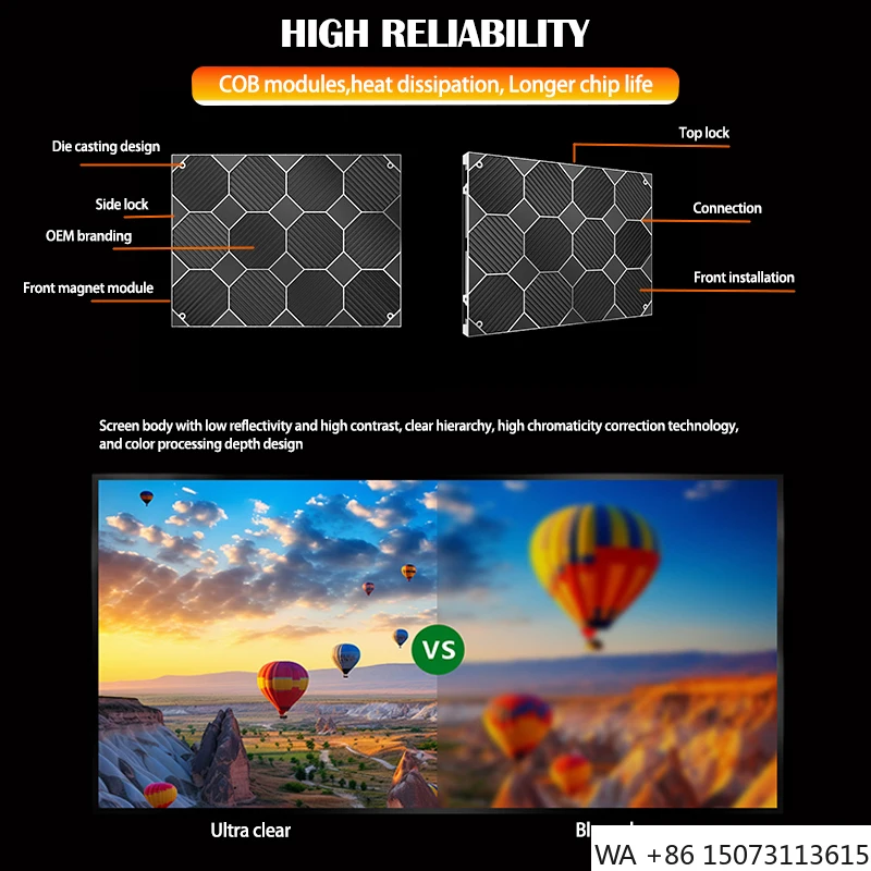 

Slim Indoor LED Video Wall - P1.538/P2/P2.5/P3.076 Small Pitch Commercial Advertising Screen