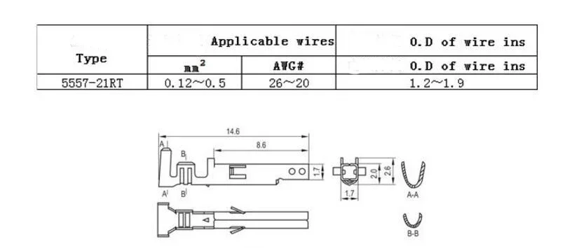 100pcs/Lot 4.2mm 5557 Series Female Terminal Pins for PC ATX/PCI-E/EPS Power Supply Cable.