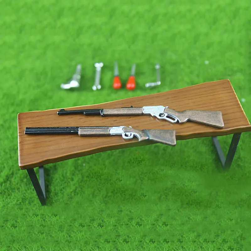 Modelo de pistola de Metal en miniatura de simulación para 1/6 muñecas, accesorios de casa de muñecas, figura de acción, accesorios de escena de soldado, juego de simulación