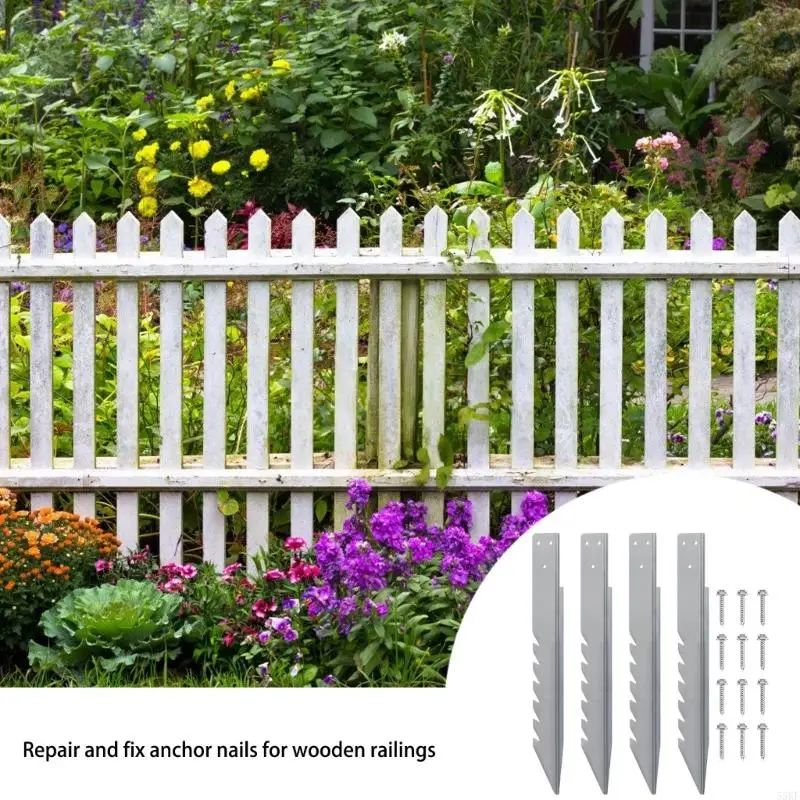 

55KF 4Pcs Fence Post Anchors Ground Spikes Wooden Post Anchors Ground Spikes Swing Fixings Windproof Rainproof Swing Ground