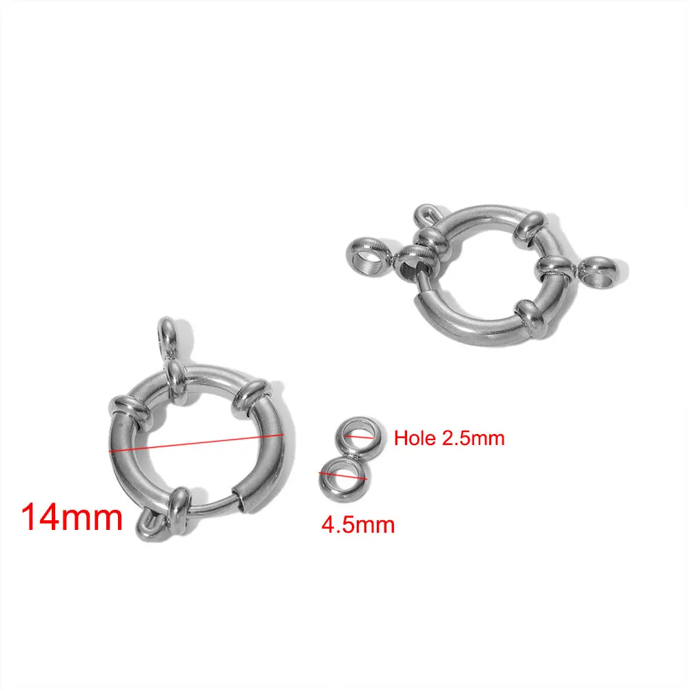 10 Stück 4 Stück Edelstahl Kreis Feder Knopfring Verschlüsse Haken Endverbinder für Armband Halskette DIY Schmuckherstellung Bulk