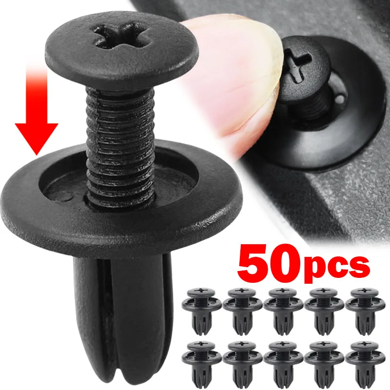 Car 8mm Hole Plastic Rivets Fastener Push Clip Black Auto Vehicle Door Trim Panel Retainer Fastener Clips for Toyota Audi