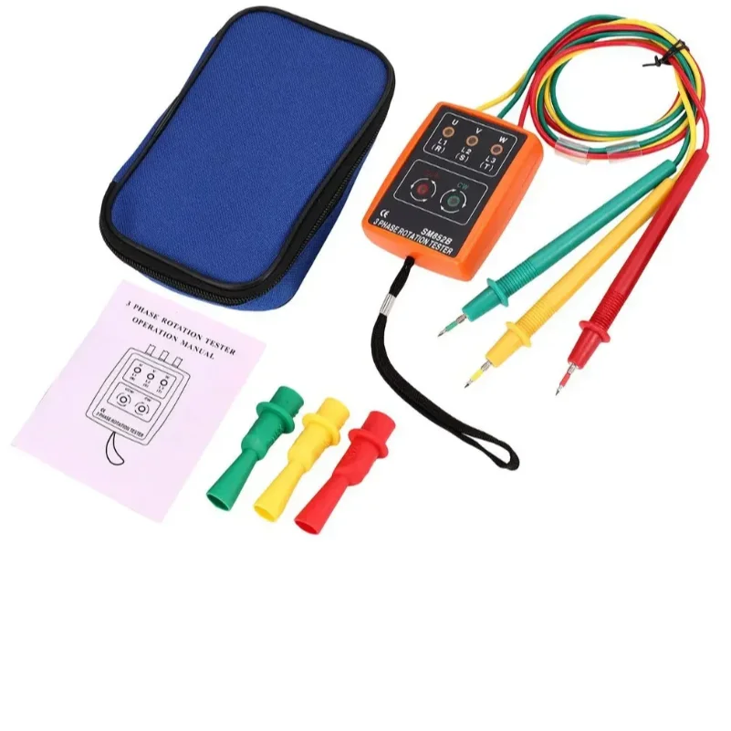 

3 Phase Rotation Tester Digital Phase Indicator Detector LED Buzzer Phase Sequence Meter Voltage Tester Tools 60V~600V AC SM852B