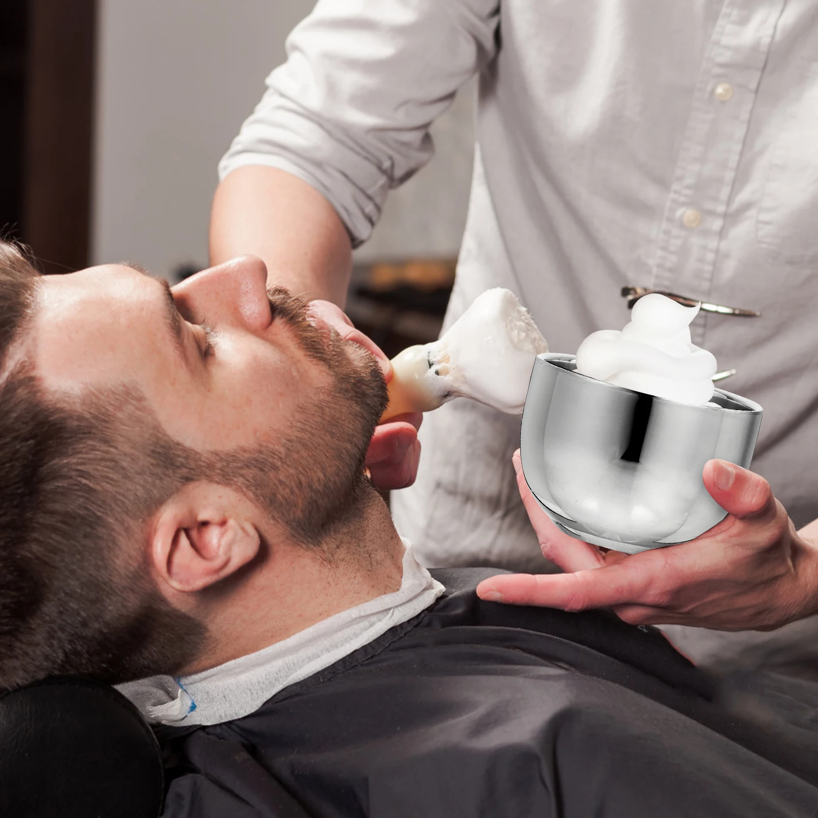 

2pcs Stainless Steel Shaving Bowl Durable Compact Size Men Shaving Bowl Bubbling Vessel Sturdy Container Travel Use