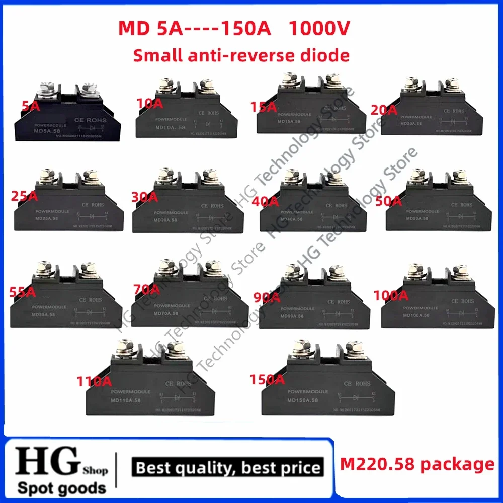 Original new   MD10A1000V Small anti-reverse diode 5A 10A 20A 25A 30A 50A 70A 90A Afterflow 110A 150A Rectify M220.58 package