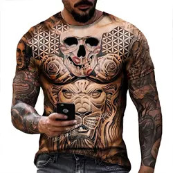 2022 Men's Fashion Funny Muscular tattoo Men T Shirt Newest 3D Printing T-Shirt Casual Round Neck Short Sleeve T-Shirt