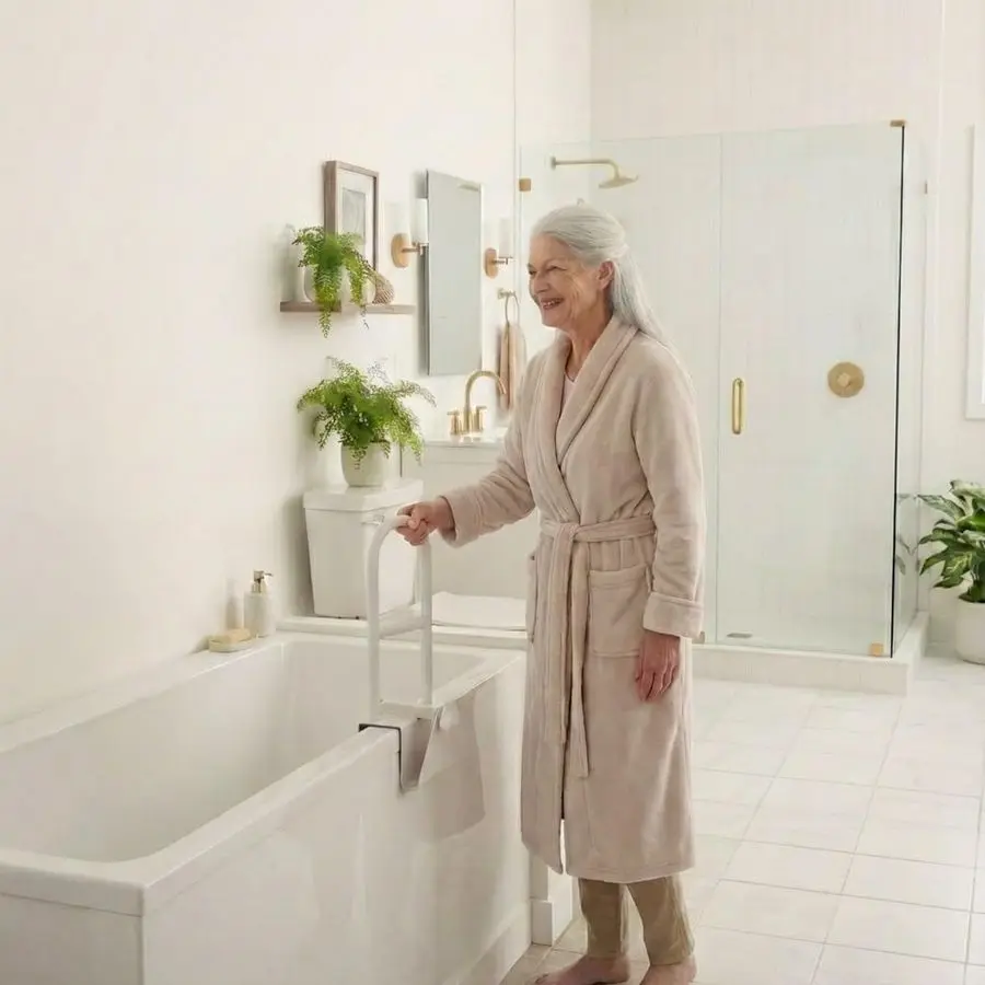 

Safety Rail Grab Bar ToolFree ClampOn Tub Rail for Seniors amp Mobility Support, No Assembly Required, Adjustable 37 Fit, Steel