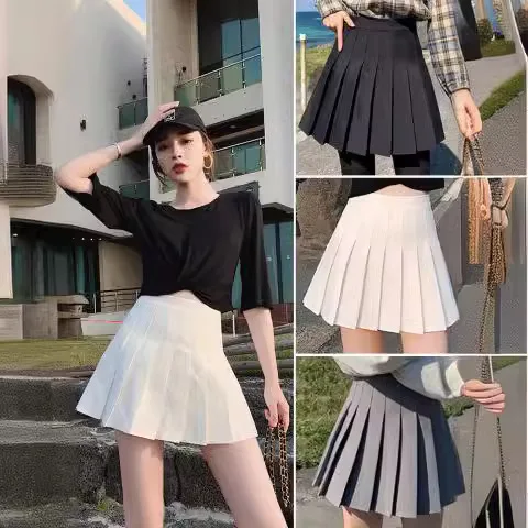 Y2K Kpop Summer Skirt Women (Safety Pants+Zipper+Button) Pleated Skirts Versatile Half Skirt Summer Short Skirt Cheap Clothes