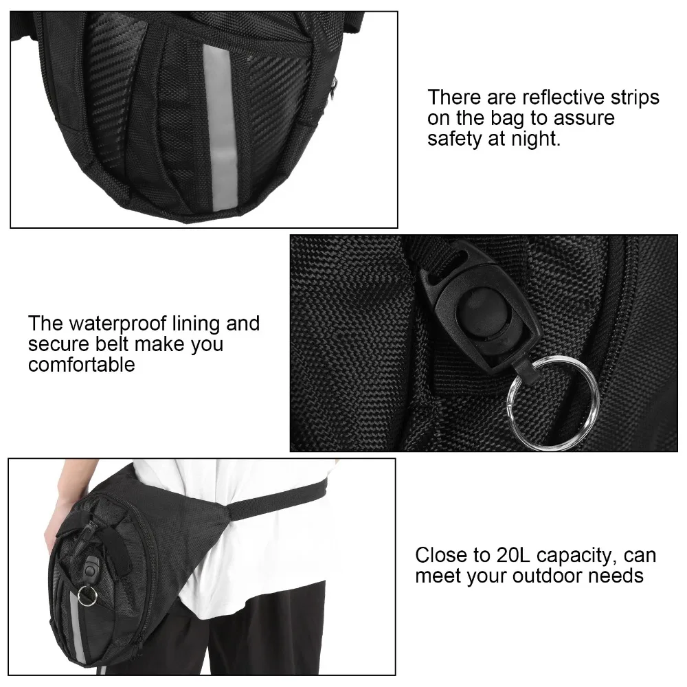 

Oxford Cloth Motorcycle Leg Bag Lightweight Adjustable Strap Motorcycle Waist Bag Multiple Pockets Wear-resistant
