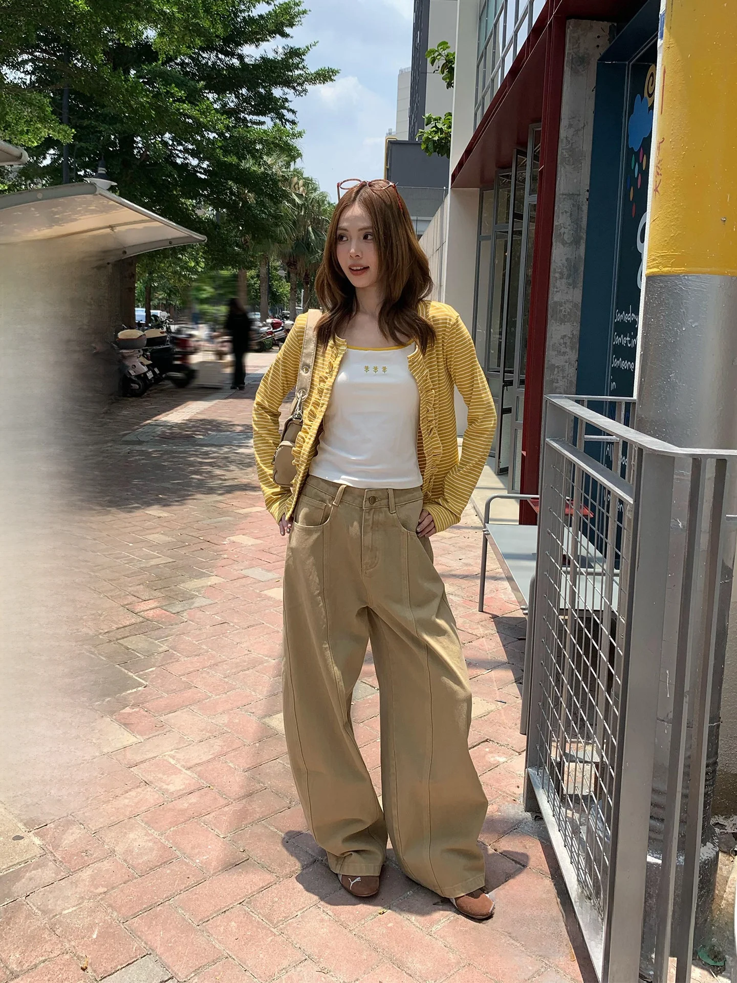 

Женские широкие джинсы i Color с высокой талией, американского кроя, повседневные, для подростков, летние