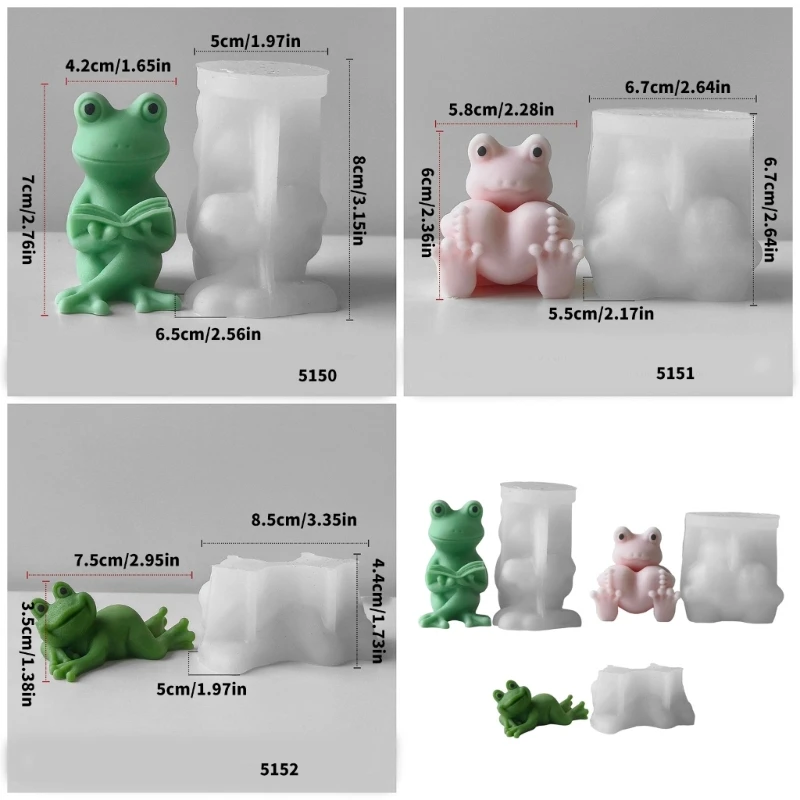 MXME Silicone Frogs Mold 3D Frogs Flexible Silicone Molds Perfect for Home