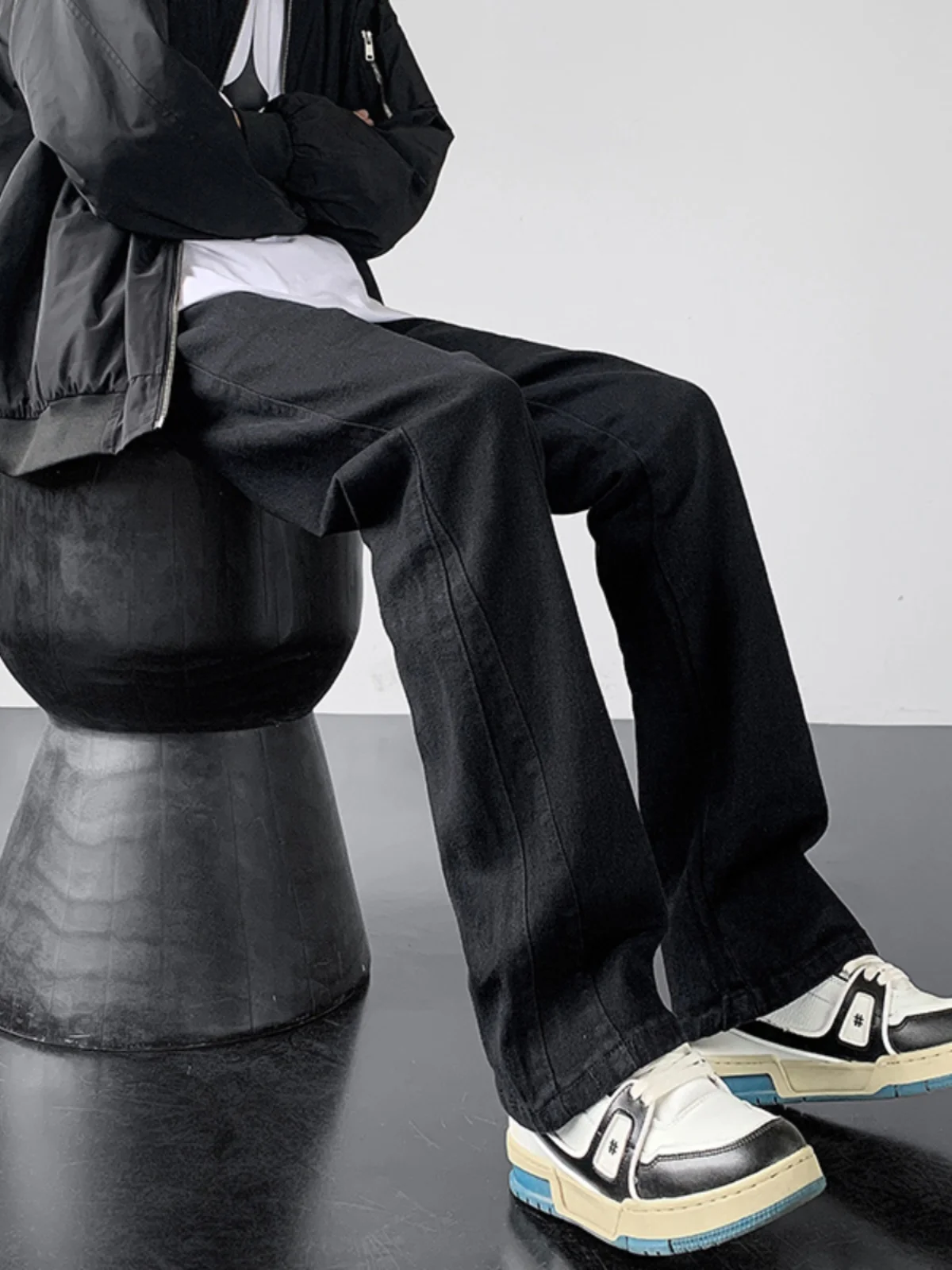 

Cleanfit Bla Straight Leg Jeans Men's Autumn Winter American High Street Slim Fit Faionable Jeans Youthful Cotton Blend