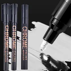 1Pc Chrome Pen Marker Mirror Waterproof Paint Repair For Rock Ceramic Glass Metallic Golden/Silvery/Coppery 0.7mm/1mm/3mm Nib