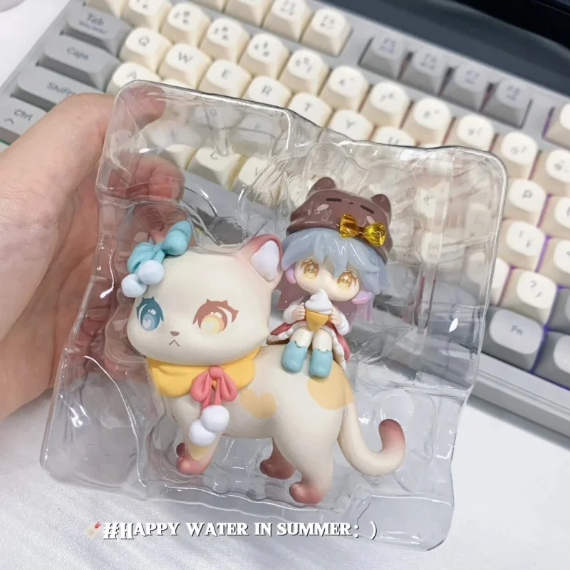 Estatueta de gato fofa, presente de aniversário para meninas, gato berry, nianai, pequeno gato, série de companheiro, caixa cega, brinquedos colecionáveis da moda, presente