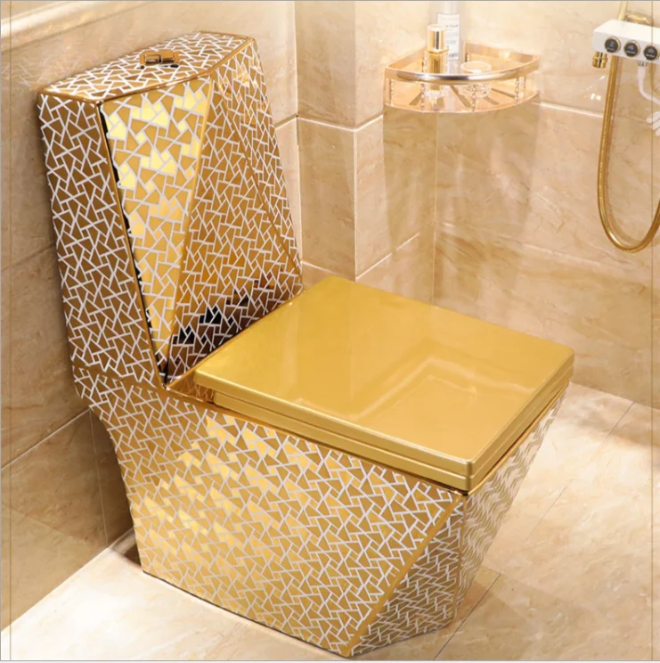 Factory Price High Quality Hotel Golden Wc Bathroom Commode Ceramic One Piece Gold Toilet