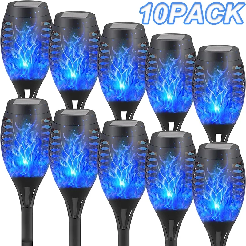 1/2/4/6/8/10Pcs Solar Flame Torch Lights Flickering Light Waterproof Garden Decoration Outdoor Lawn Path Yard Patio Floor Lamps