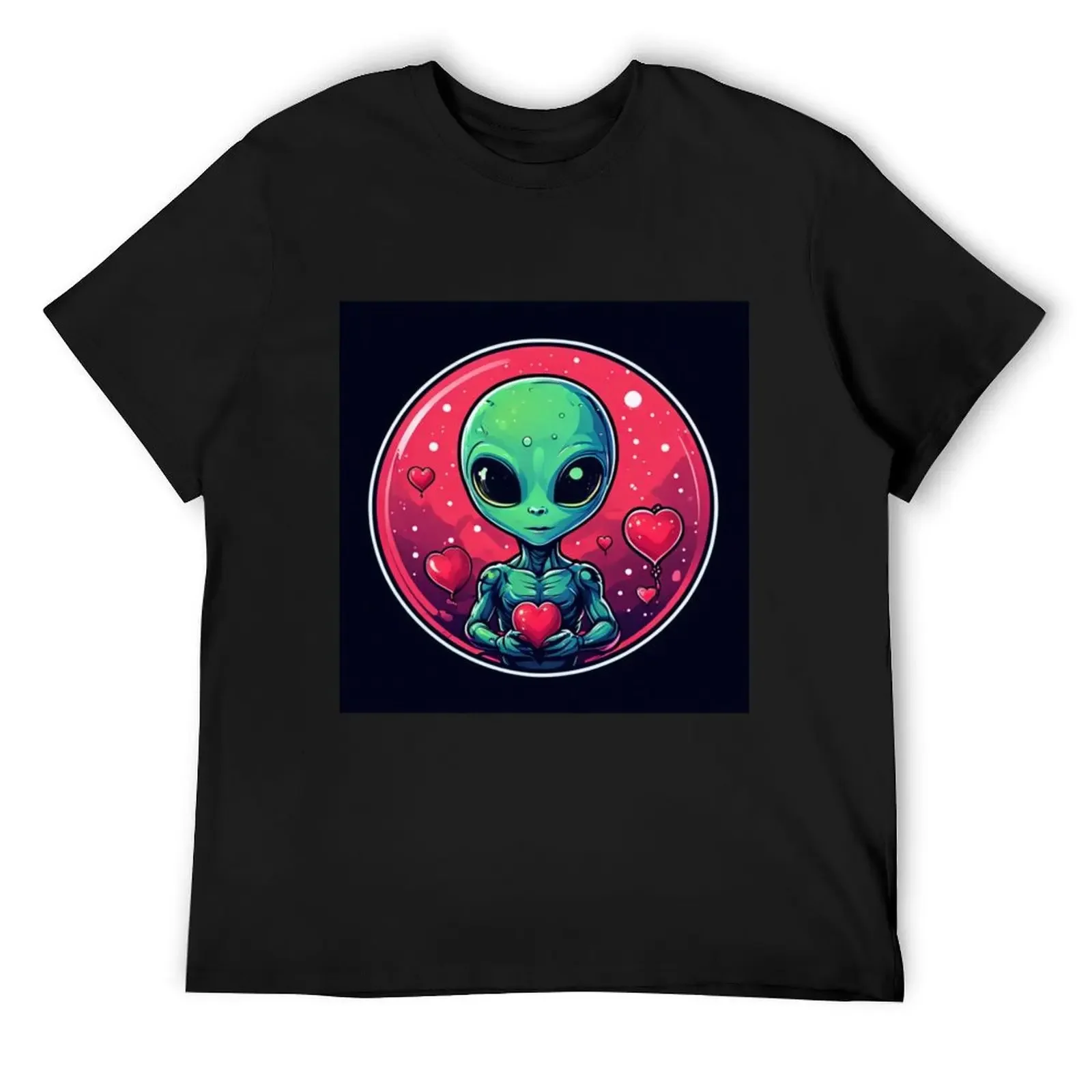 

Alien and hearts T-Shirt graphic shirts baggy shirts customizeds summer tops black t-shirts for men