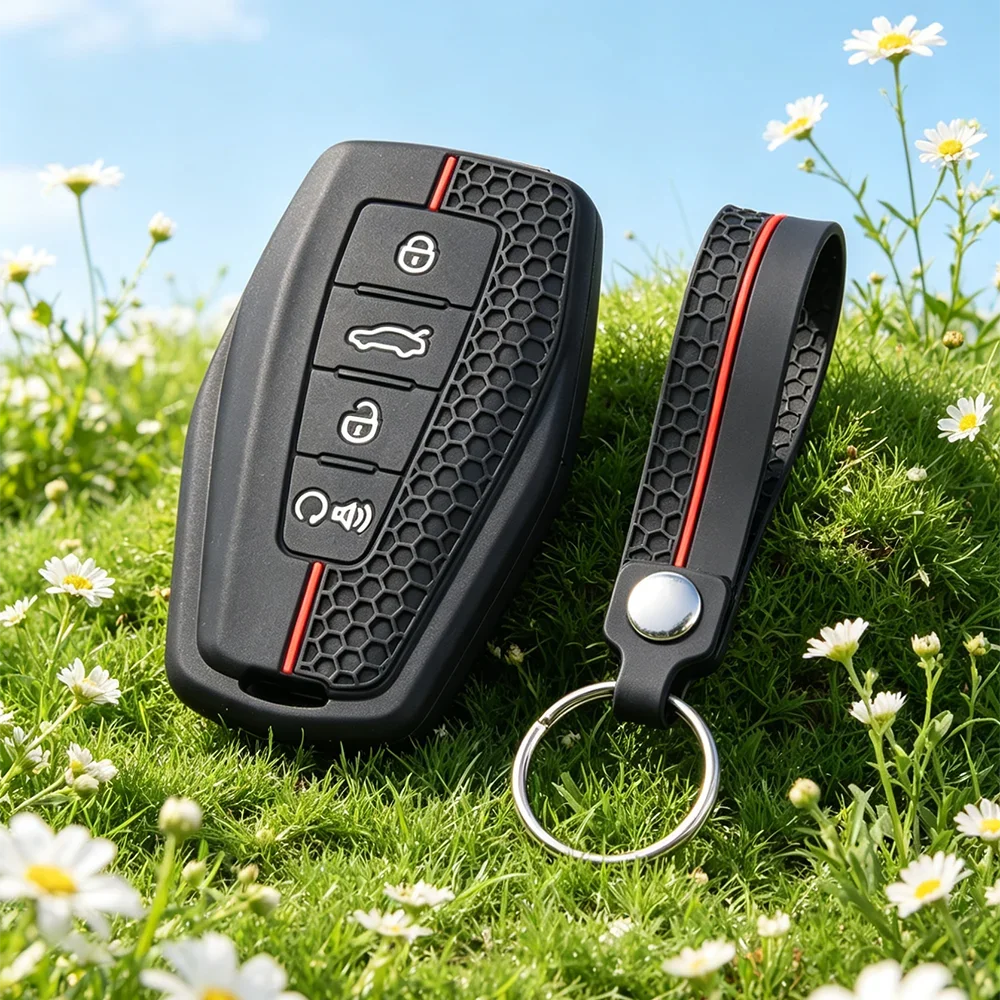 Anti‑Wear Honeycomb FOB Protector With Keychain For Geely Emgrand X7 EX7 Coolray Azkarra Atlas Okavango Auto Accessories