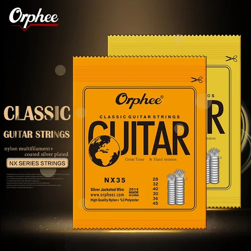 Imagen 2 del producto Juego de 10/50 cuerdas de guitarra clásica Orphee, cuerdas de nailon de alambre plateado, serie NX, 6 unidades/juego para principiantes, piezas de guitarra clásica